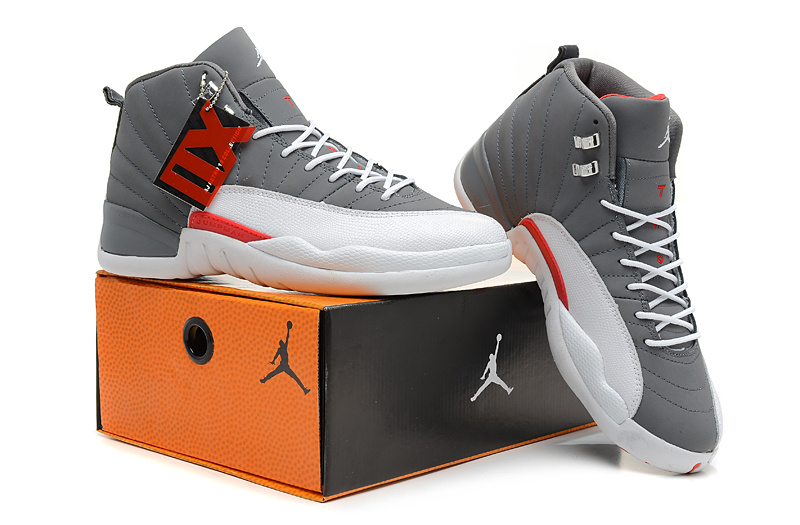 2013 Jordan 12 Hardback Grey White Shoes - Click Image to Close