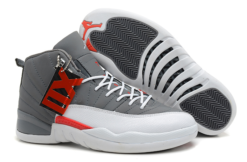 2013 Jordan 12 Hardback Grey White Shoes - Click Image to Close