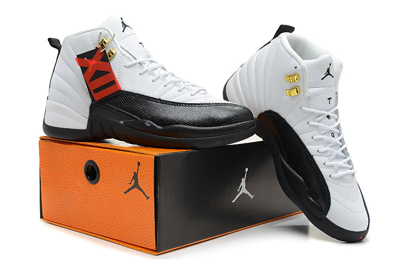 2013 Jordan 12 Hardback White Black Shoes