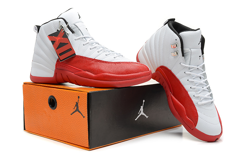 2013 Jordan 12 Hardback White Red Shoes