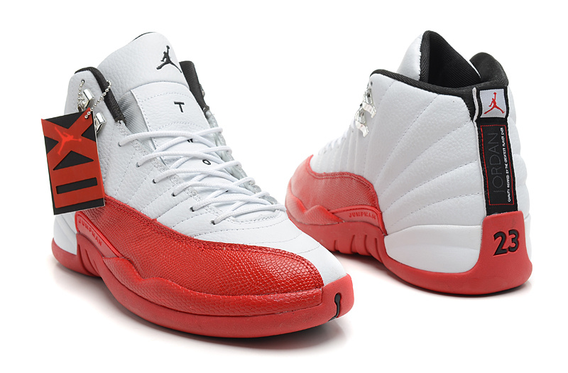 2013 Jordan 12 Hardback White Red Shoes