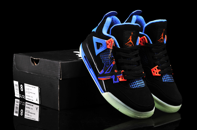 New Arrival Jordan 4 Midnigh Black Blue Orange For Women