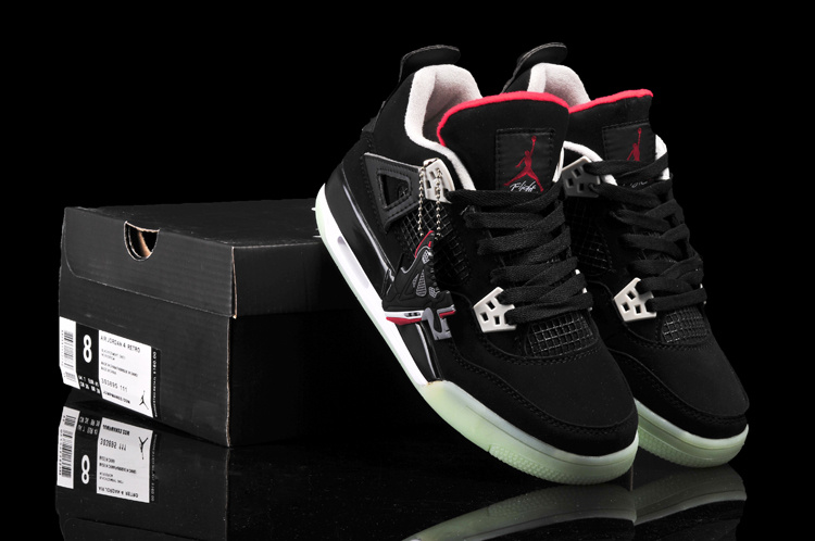 New Arrival Jordan 4 Midnigh Black Red For Women - Click Image to Close