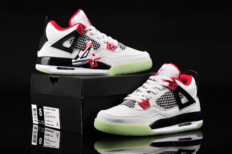 New Arrival Jordan 4 Midnigh White Black Red For Women