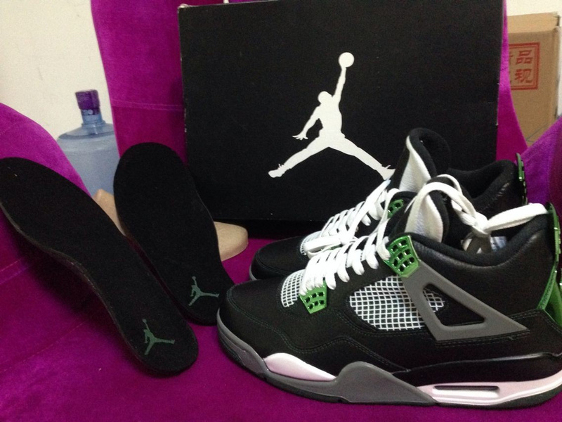 Air Jordan 4 Oregon Ducks The Big O Black Green White Shoes - Click Image to Close