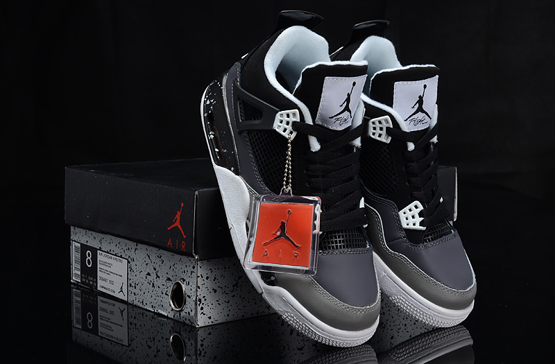 Air Jordan 4 Oreo Black Grey Shoes - Click Image to Close