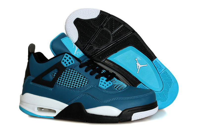 2015 Air Jordan 4 Retro Teal Blue Black White Shoes - Click Image to Close