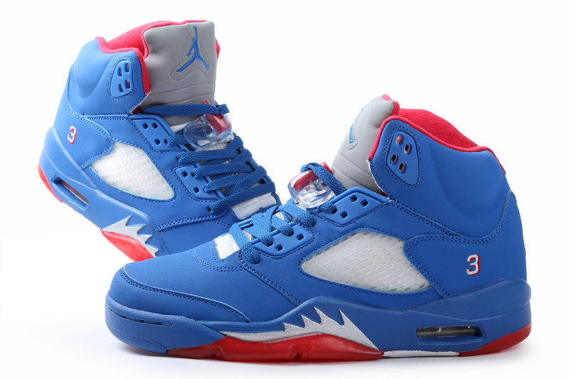 Air Jordan 5 All Blue Red Shoes