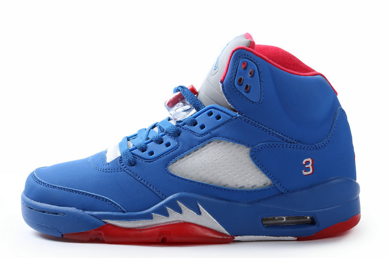 Air Jordan 5 All Blue Red Shoes - Click Image to Close