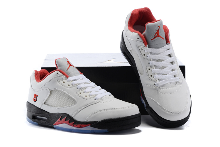 Air Jordan 5 Low White Black Red Shoes - Click Image to Close