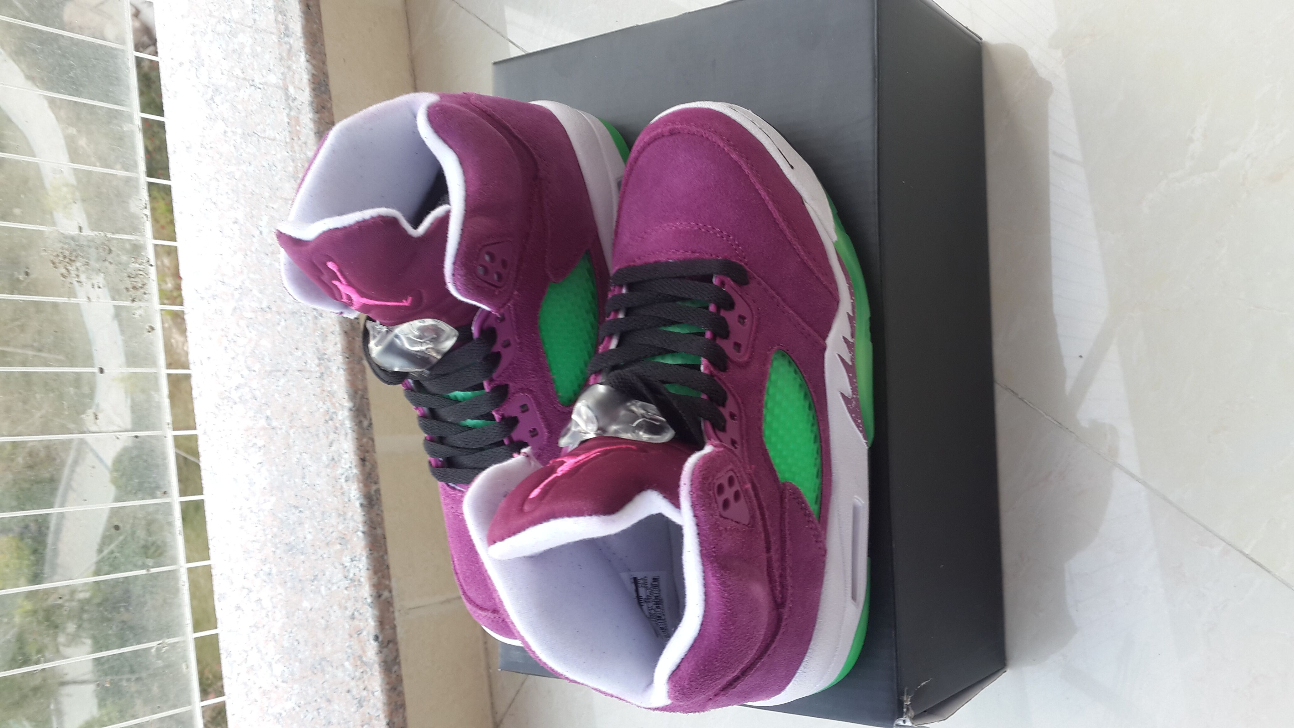 Air Jordan 5 New Purple Leather Fur Basketball Shoes - Click Image to Close