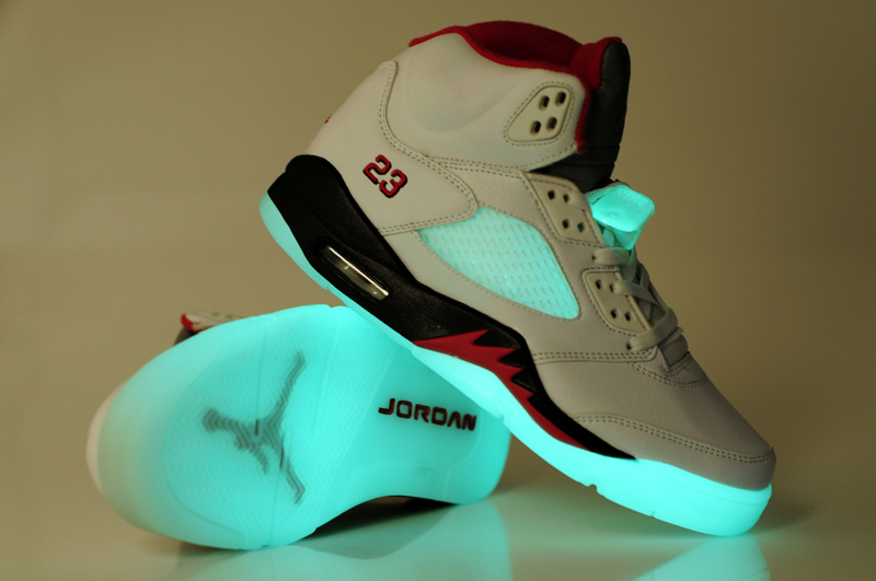 Midnight Air Jordan 5 White Red - Click Image to Close