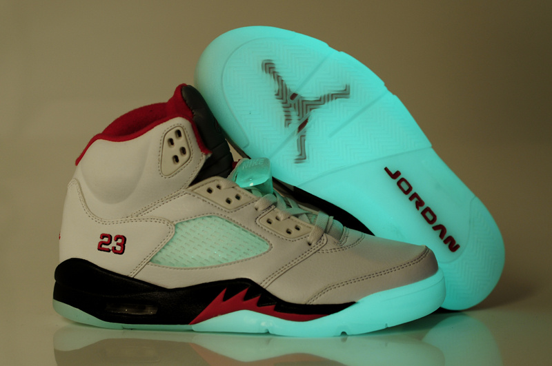 Midnight Air Jordan 5 White Red - Click Image to Close