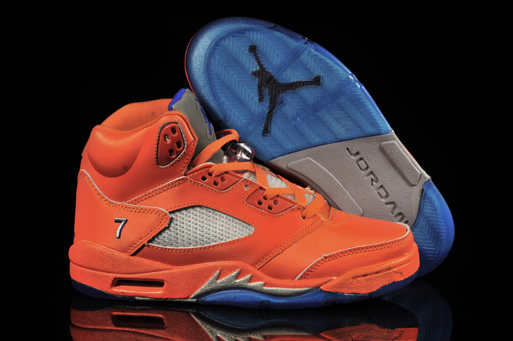 Air Jordan 5 Orange Red Blue Shoes - Click Image to Close