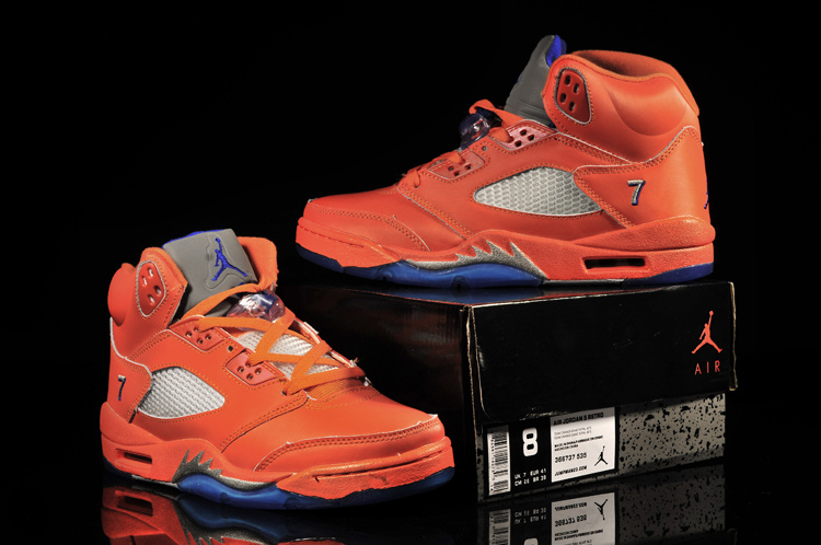 Air Jordan 5 Orange Red Blue Shoes - Click Image to Close