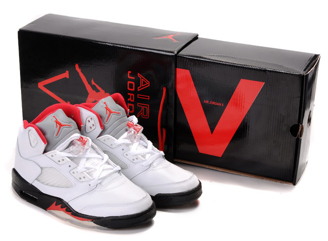 Air Jordan 5 Hardcover Box White Black Red - Click Image to Close