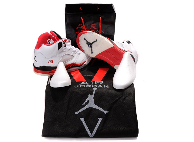 Air Jordan 5 Hardcover Box White Black Red - Click Image to Close