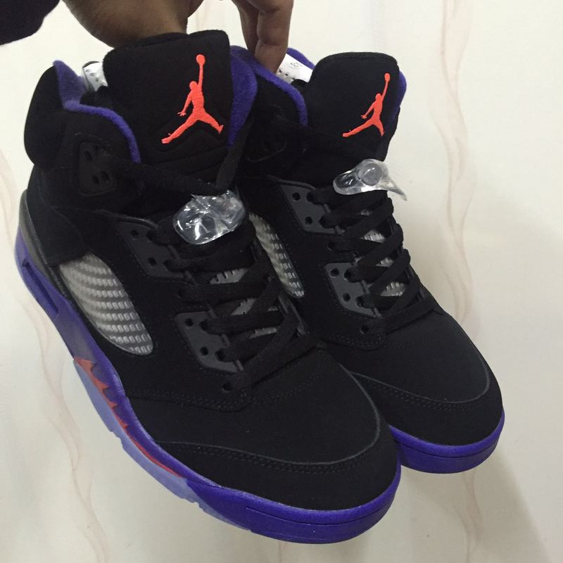 Women Air Jordan 5 Retro Raptors Black Purple Shoes