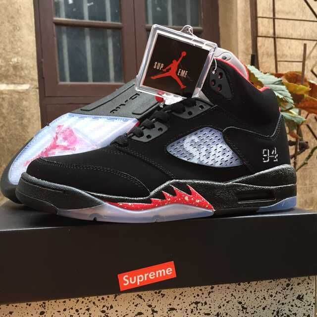 Air Jordan 5 Supreme Black White Shoes