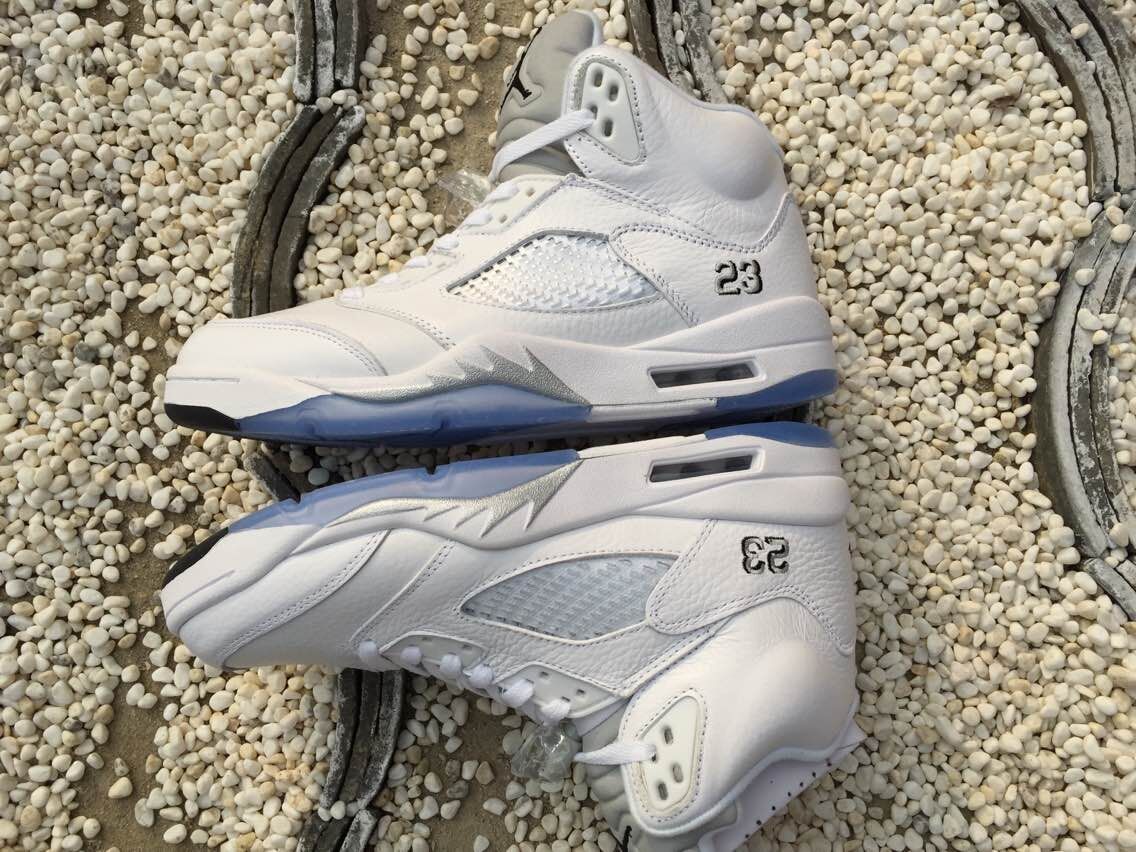 Air Jordan 5 White Grey Basketball Shoes - Click Image to Close