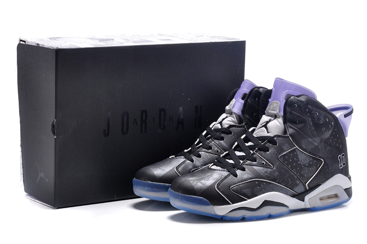 Air Jordan 6 Slam Dunk Black White Purple Shoes - Click Image to Close