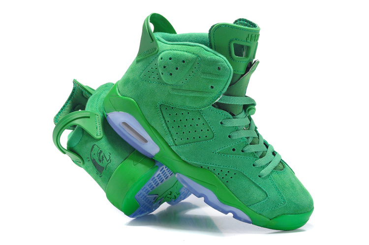 Air Jordan 6 Suede All Green Lovers Shoes - Click Image to Close