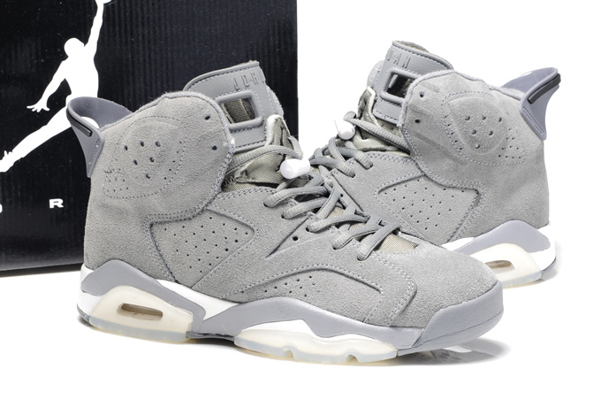 Air Jordan 6 Suede Grey White Shoes 