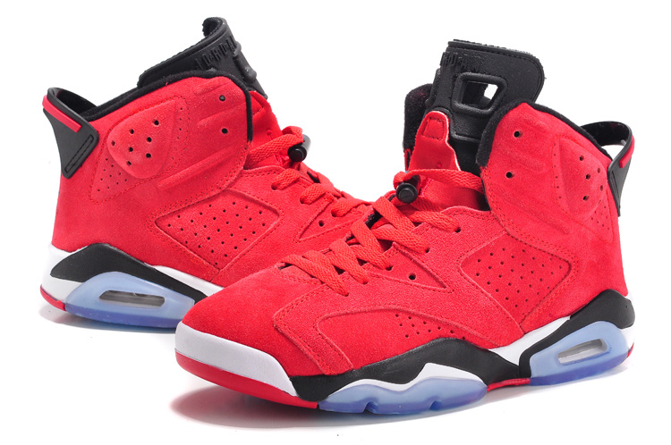 Air Jordan 6 Suede Red Black White Lovers Shoes