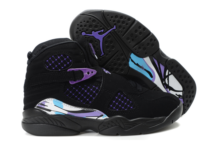 Air Jordan 8 Black Purple For Kids