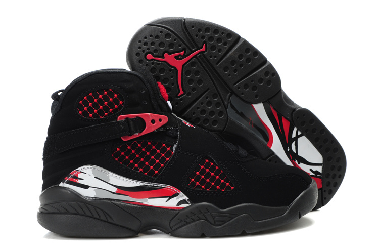 Air Jordan 8 Black Red For Kids - Click Image to Close