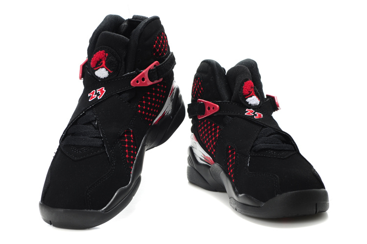 Air Jordan 8 Black Red For Kids - Click Image to Close