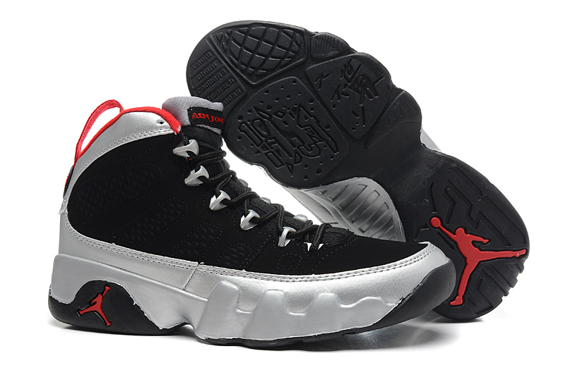 Air Jordan 9 Black Silver Red For Women - Click Image to Close