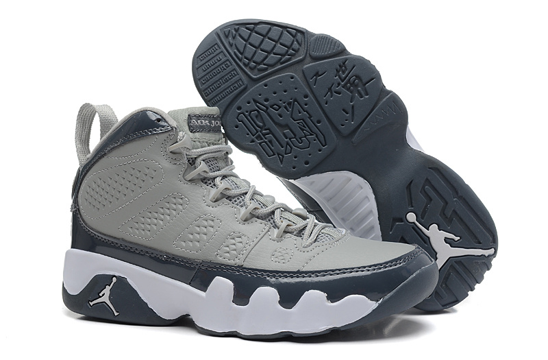 Air Jordan 9 Grey Black White For Women - Click Image to Close