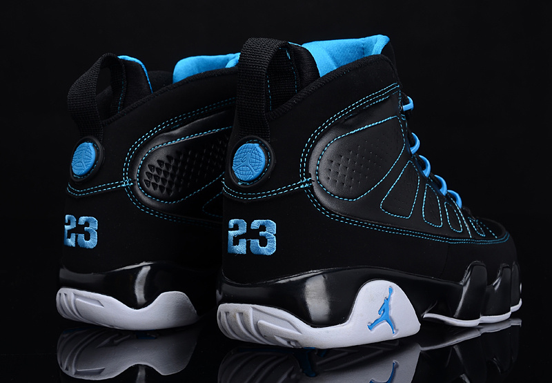 Reissued Air Jordan 9 Black Blue White Shoes - Click Image to Close