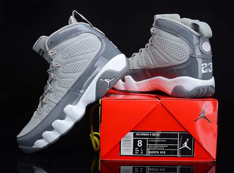 Reissued Air Jordan 9 Grey White Shoes - Click Image to Close