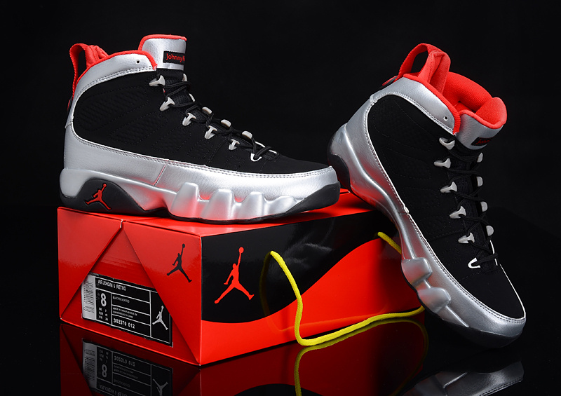 Reissued Air Jordan 9 Kilroys Black Silver Red Shoes - Click Image to Close