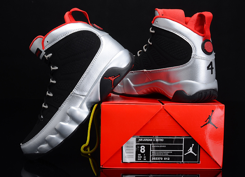 Reissued Air Jordan 9 Kilroys Black Silver Red Shoes - Click Image to Close