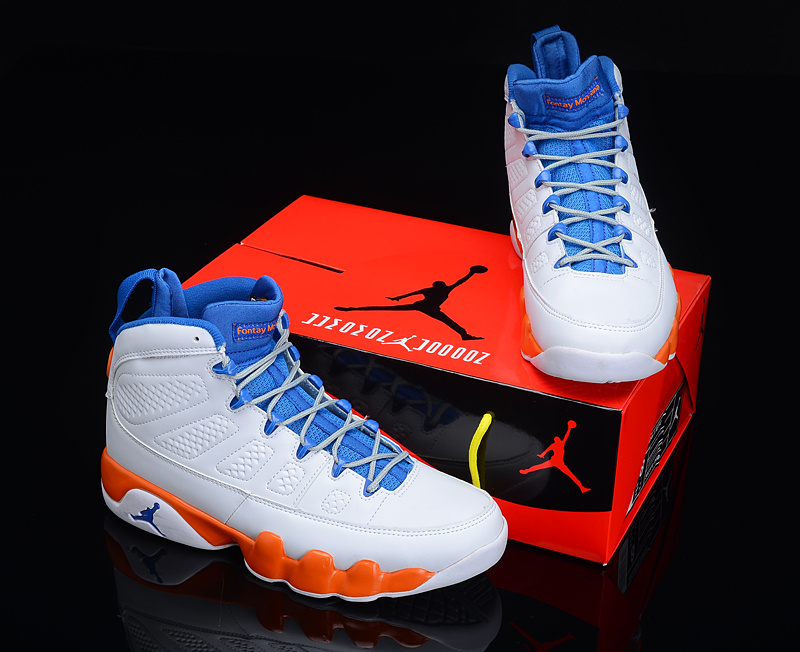 orange and blue jordans 13