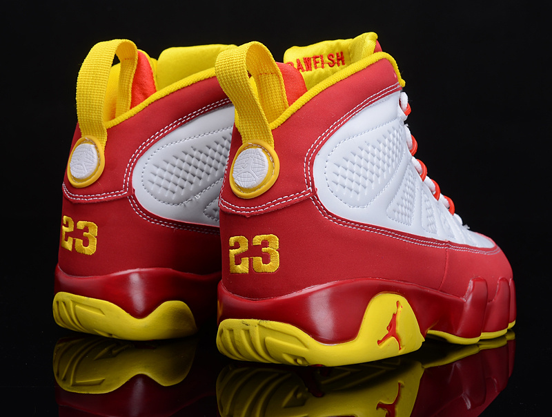 white red and yellow jordan 9s