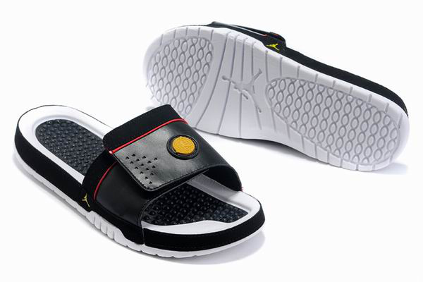 Air Jordan 9 Slipper White Black Yellow - Click Image to Close