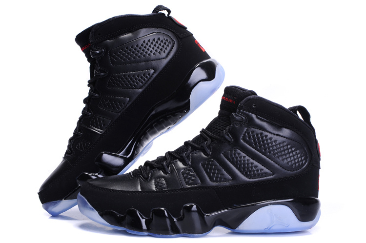 Jordan 9 Retro Transparent Sole All Black - Click Image to Close