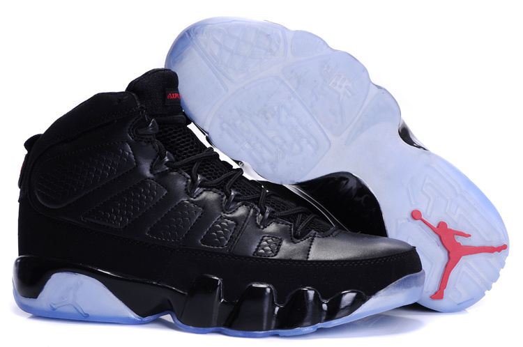 Jordan 9 Retro Transparent Sole All Black - Click Image to Close