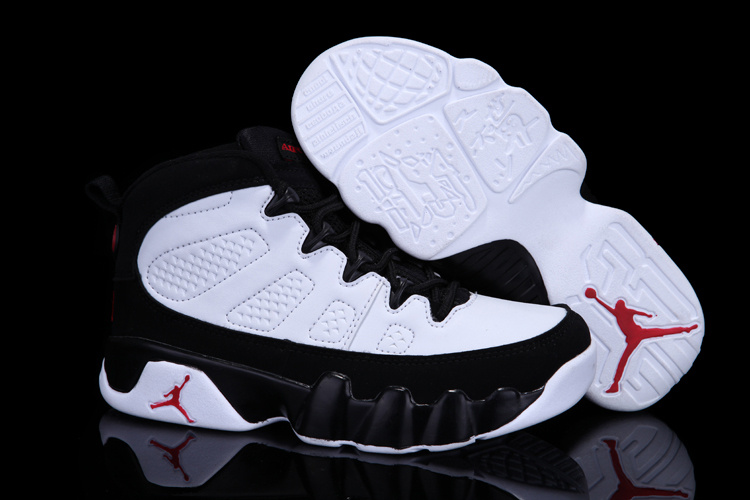 Air Jordan 9 White Black For Kids - Click Image to Close