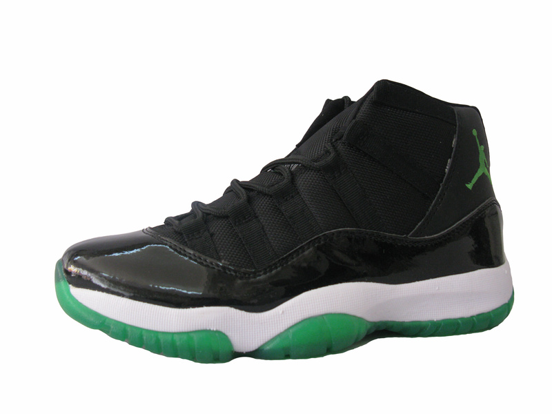 Jordan 11 Retro Black White Green Shoes