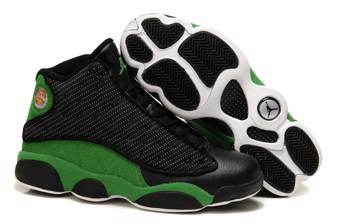 Authentic Air Jordan Retro 13 Black Green Shoes - Click Image to Close