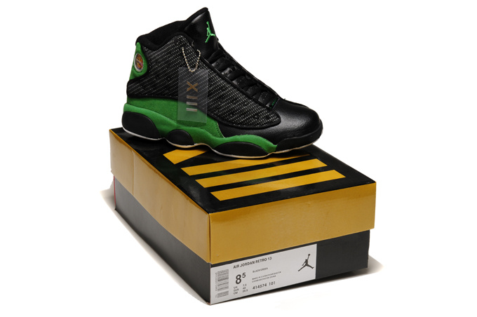 Authentic Air Jordan Retro 13 Black Green Shoes - Click Image to Close