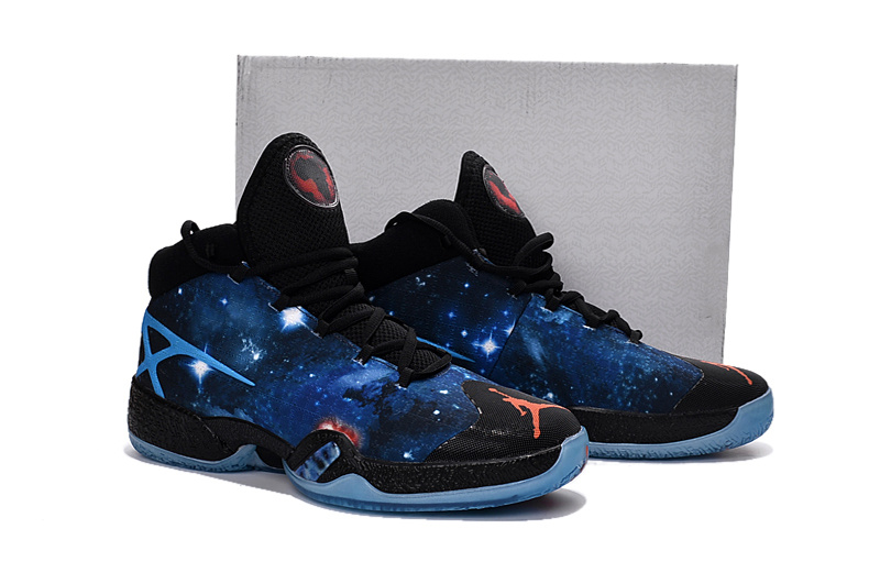 Air Jordan XXX Sky Blue Stars Black Orange Shoes