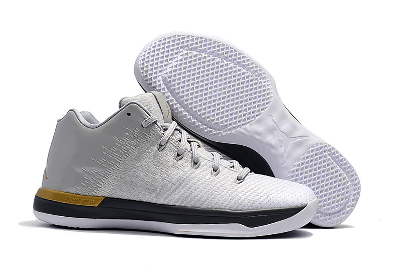 Air Jordan XXXI Low Grey Black Gold Shoes - Click Image to Close