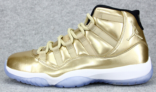 All Gold White Jordan 11 Retro Shoes