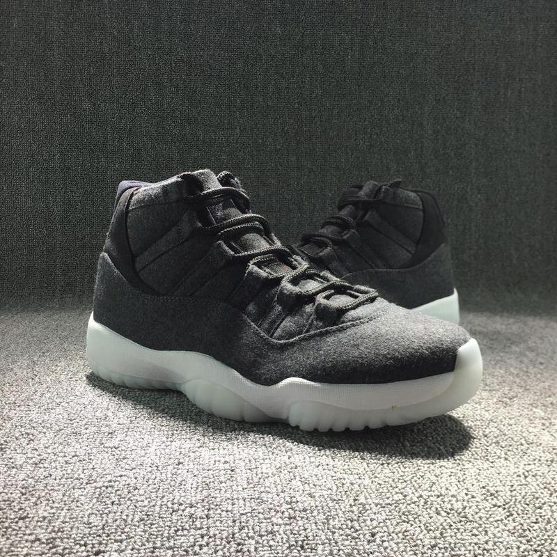 Authentic Air Jordan 11 Wool Black Grey Shoes